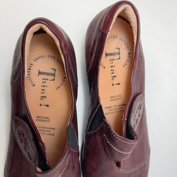 Think! Europe Womens 39 Burgundy Leather Comfort Mary Jane Shoes - Picture 7 of 15